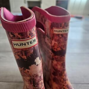 Hunter Pink and Brown Rain Boots